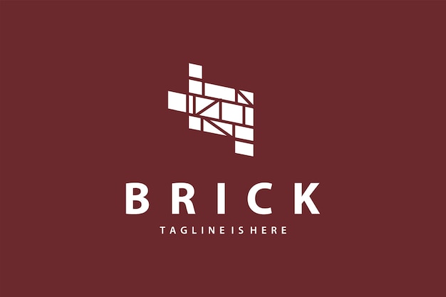 concepto de diseño minimalista logotipo simple estructura de ladrillo material de construcción ilustración plantilla símbolo