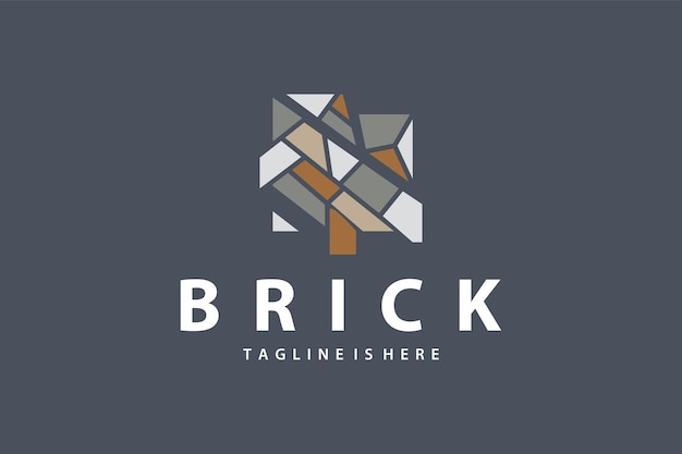 concepto de diseño minimalista logotipo simple estructura de ladrillo material de construcción ilustración plantilla símbolo