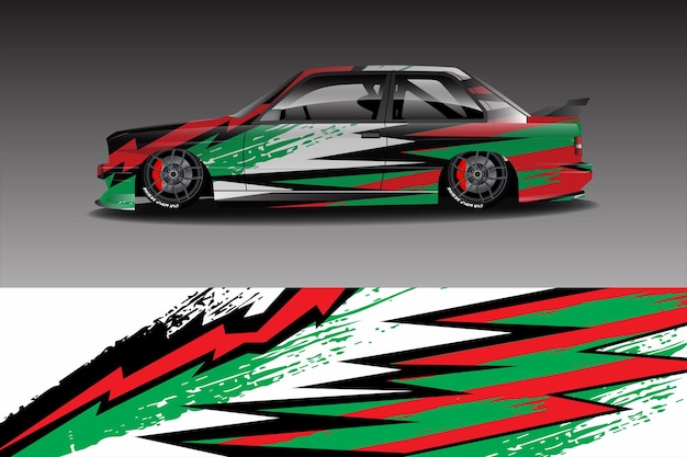 Concepto de diseño de pegatina de envoltura de coche de rally Fondo abstracto grunge