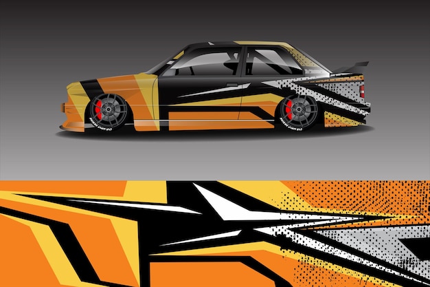 Concepto de diseño de pegatina de envoltura de coche de rally Fondo abstracto grunge