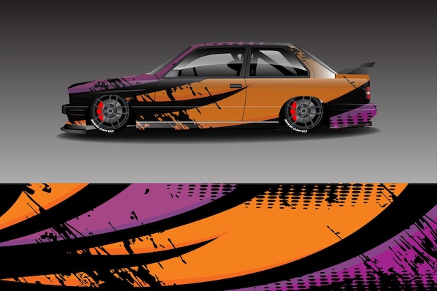 Concepto de diseño de pegatina de envoltura de coche de rally Fondo abstracto grunge