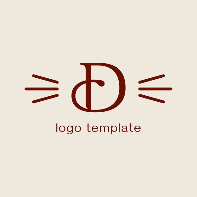 Concepto de diseño para peluquería de mascotas o peluquería. letra d. plantilla de logotipo vectorial. labe de aseo.