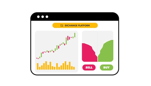 Concepto de diseño plano bolsa de valores y comerciante Negocio del mercado financiero con análisis de gráfico gráfico