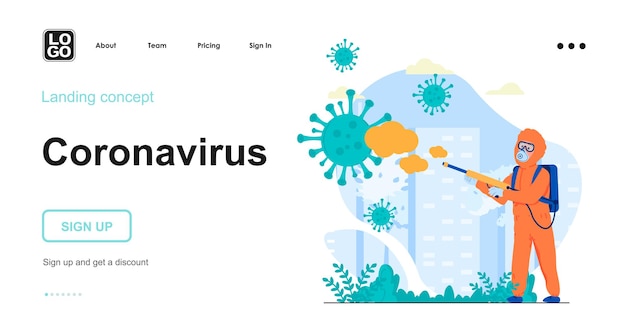 Concepto de diseño plano de coronavirus