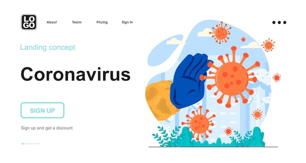 Concepto de diseño plano de coronavirus