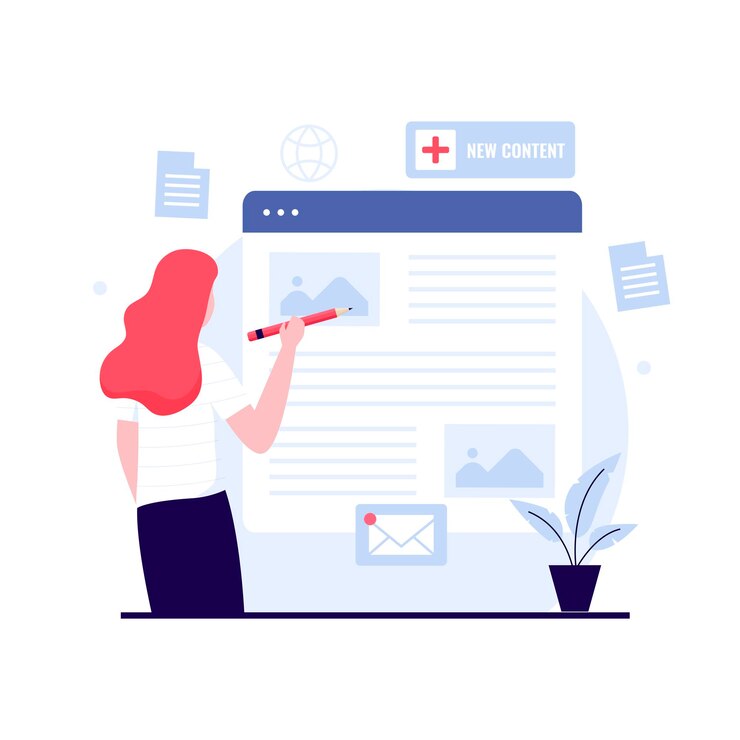 Vector concepto de diseño plano de crear contenido