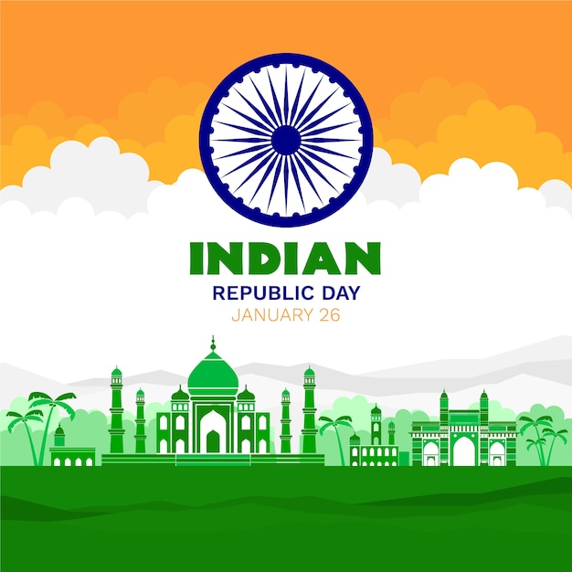 Concepto de diseño plano del día de la república india