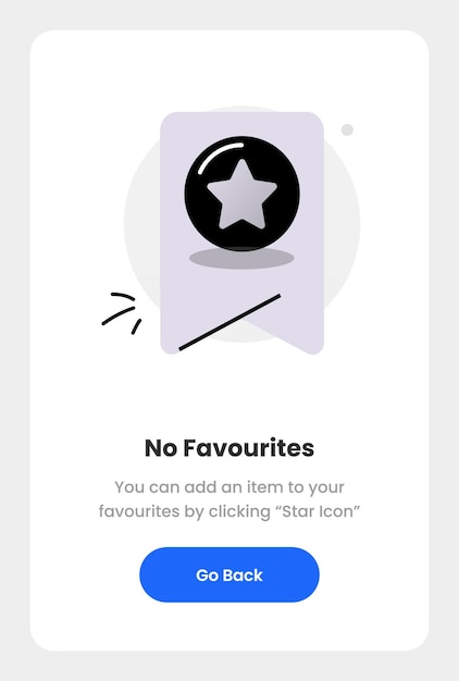 Concepto de diseño plano moderno sin favoritos todavía y diseño emergente de favoritos vacío