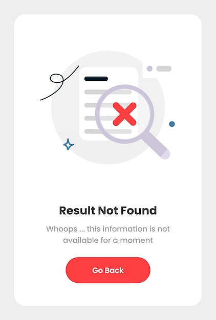 Vector concepto de diseño plano moderno sin resultado encontrado y diseño emergente de resultados vacíos