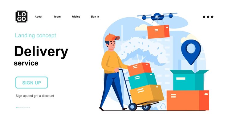 Vector concepto de diseño plano de servicio de entrega