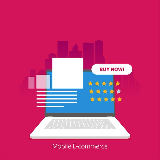 Concepto de diseño plano Vector de comercio electrónico