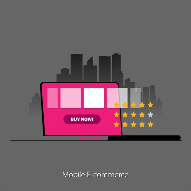 Concepto de diseño plano Vector de comercio electrónico