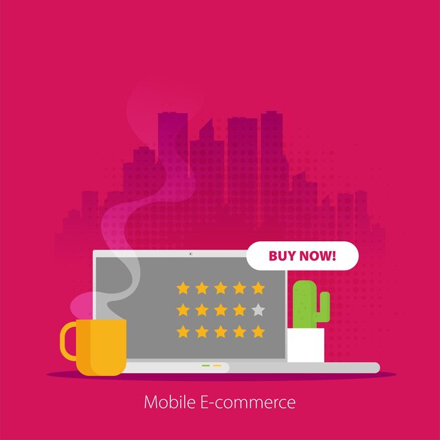 Concepto de diseño plano Vector de comercio electrónico