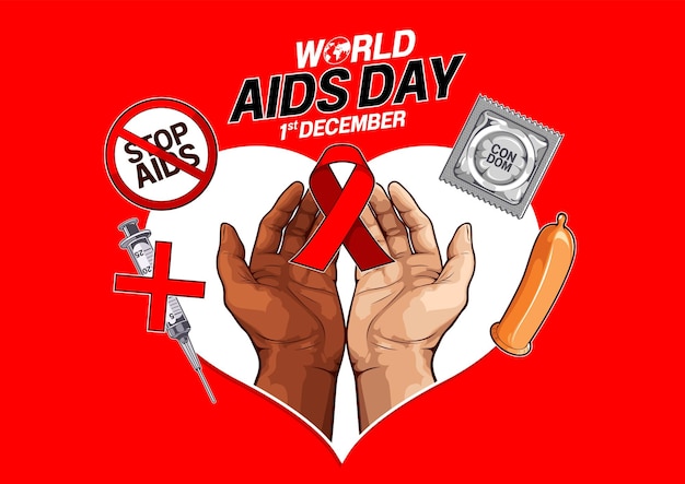Concepto de diseño de protección del día mundial del sida para la ilustración