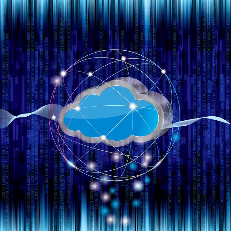 Vector concepto de diseño de red y computación en la nube, diseño de concepto de intercambio de datos.