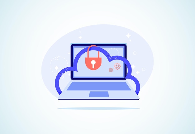 Concepto de diseño de seguridad informática en la nube Seguridad en línea y protección de datos Ilustración vectorial
