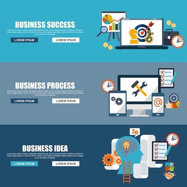 Vector concepto de diseño de trabajo en equipo con el icono de proceso de negocio de equipo, idea, estrategia y éxito