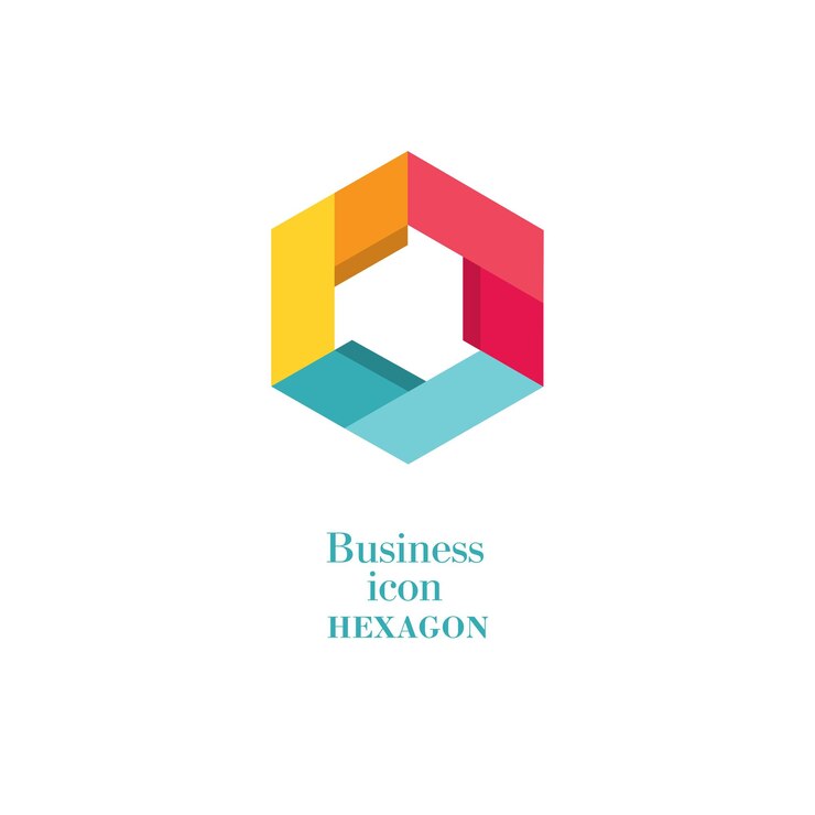 Vector concepto de diseño de vector de logotipo de hexágono poligonal de estilo plano icono geométrico simple de color gris moderno aislado sobre fondo blanco