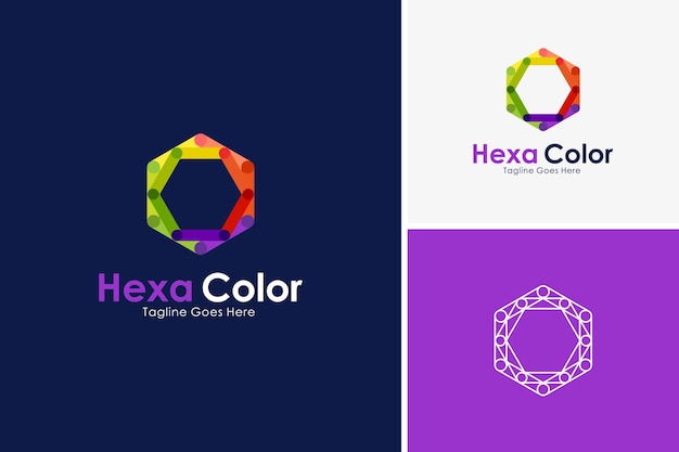 Vector el concepto de diseño vectorial del icono de hexágono colorido es una plantilla de diseño de logotipo creativo de hexagono.