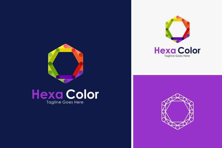 Vector el concepto de diseño vectorial del icono de hexágono colorido es una plantilla de diseño de logotipo creativo de hexagono.
