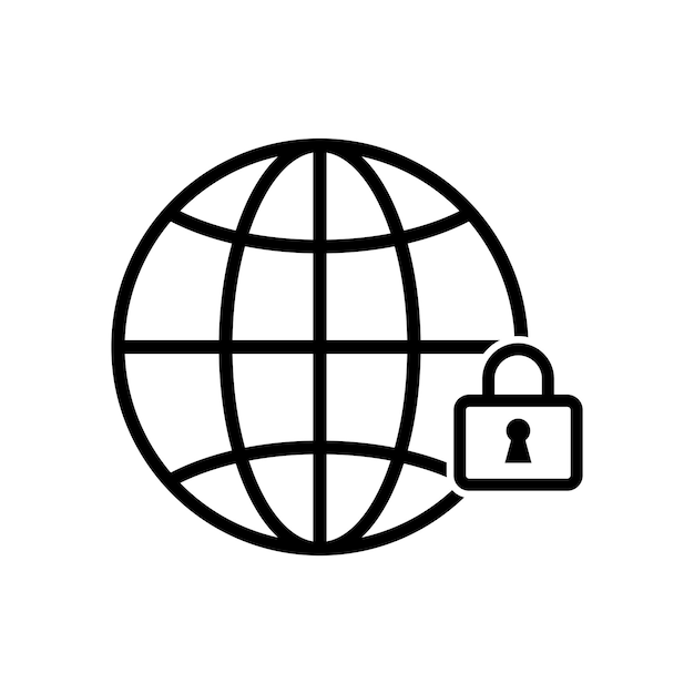 concepto de diseño vectorial de íconos de red segura global