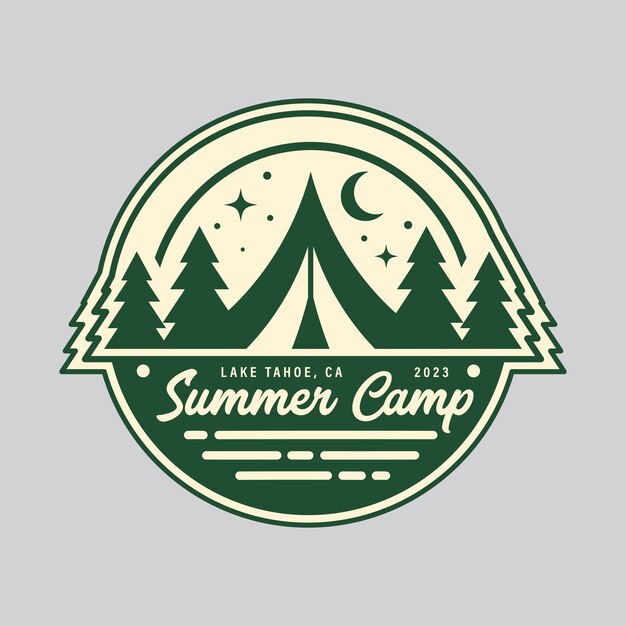 Vector concepto de diseño vectorial del logotipo del campamento de verano