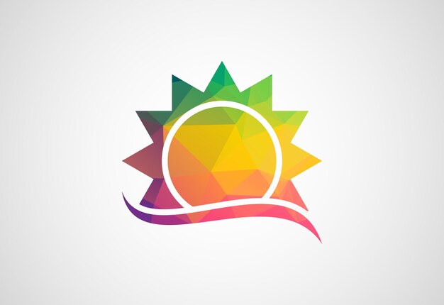 Concepto de diseño vectorial del logotipo Low Poly y Sun