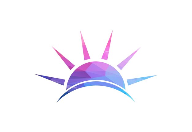 Concepto de diseño vectorial del logotipo Low Poly y Sun