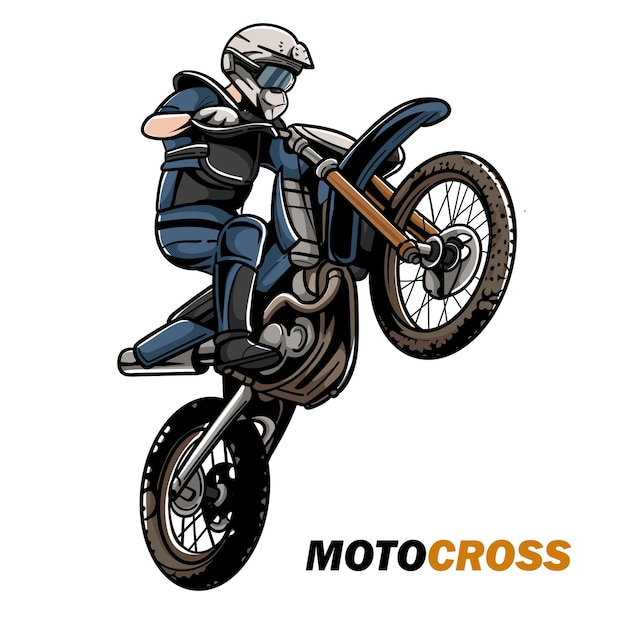 Vector concepto de diseño vectorial de motociclista de motocross