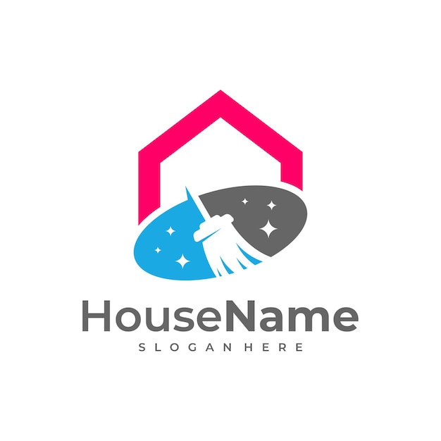 Concepto de diseños de logotipo de Clean House Plantilla de vector de logotipo de servicio de limpieza