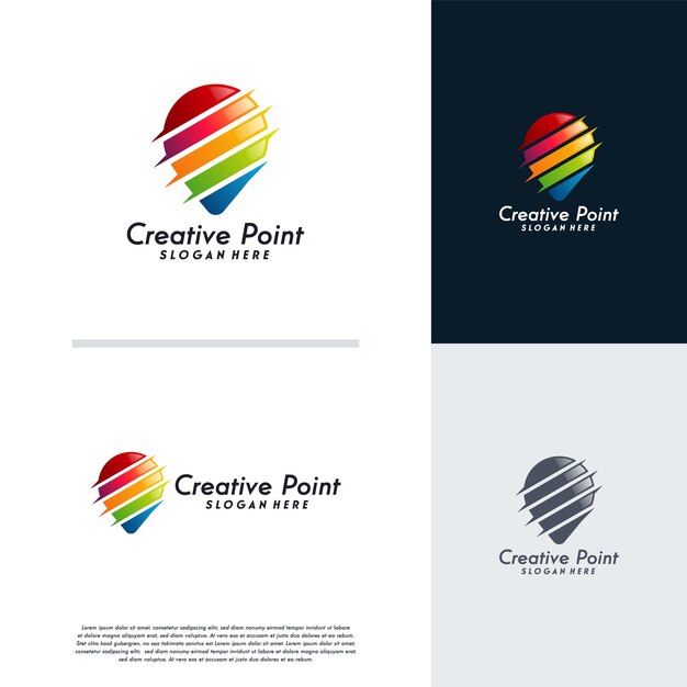 Concepto de diseños de logotipo de Creative Point, símbolo del logotipo de lugar colorido