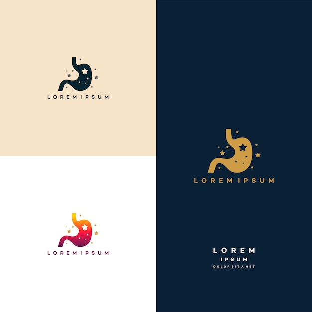 Concepto de diseños de logotipo de estómago, vector de diseños de logotipo de estómago de estrella
