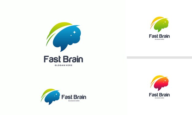 Concepto de diseños de logotipo fast brain, plantilla de logotipo brain