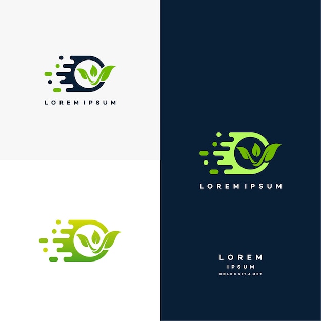 Concepto de diseños de logotipo Fast Nature, símbolo de plantilla de logotipo Leaf