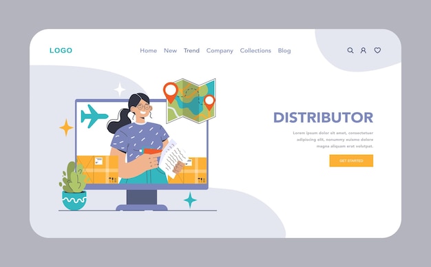 Concepto de distribuidor mujer eficiente que gestiona la logística vigilancia de los envíos en una pantalla de computadora