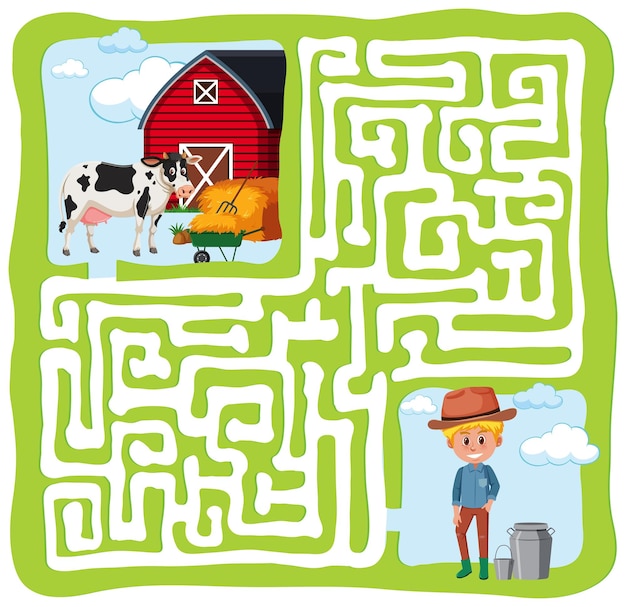Concepto de diversión laberinto de la granja
