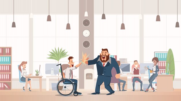 Concepto de la diversión de la oficina. Espacio de trabajo de coworking.