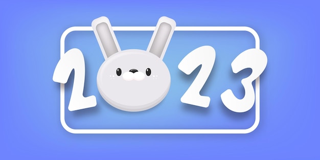 Concepto divertido para el año nuevo chino 2023 año del conejo conejito año nuevo banner de fondo y tarjeta de felicitación