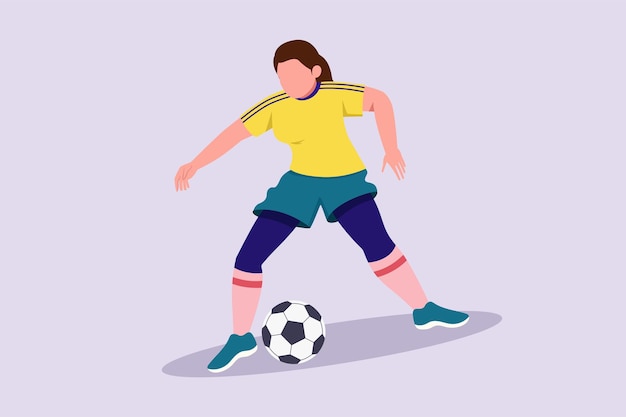 Vector concepto divertido de jugadores de fútbol femenino ilustración de vector plano coloreado aislado