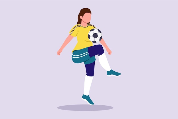 Concepto divertido de jugadores de fútbol femenino ilustración de vector plano coloreado aislado