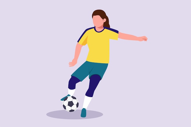 Concepto divertido de jugadores de fútbol femenino ilustración de vector plano coloreado aislado