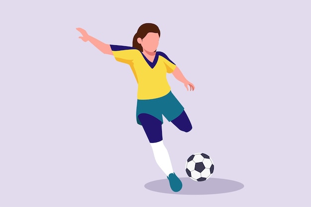 Concepto divertido de jugadores de fútbol femenino ilustración de vector plano coloreado aislado