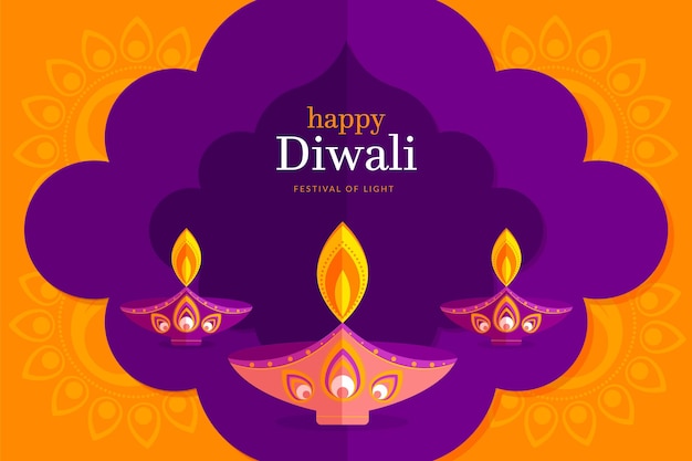 Concepto de diwali de diseño plano