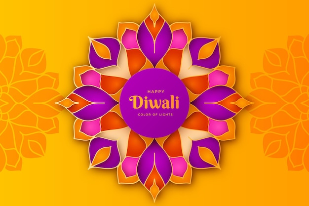 Vector concepto de diwali en estilo papel