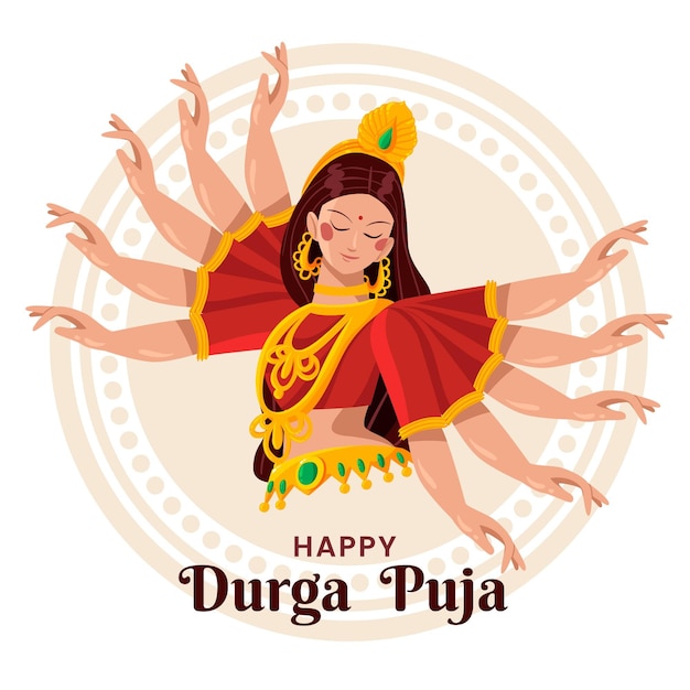 Concepto de durga puja dibujado a mano