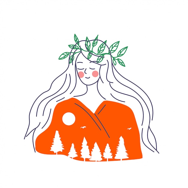 Concepto de eco chica del bosque