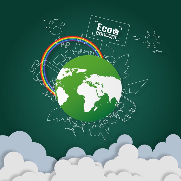 Vector concepto de eco tierra verde. diseño de papel de arte