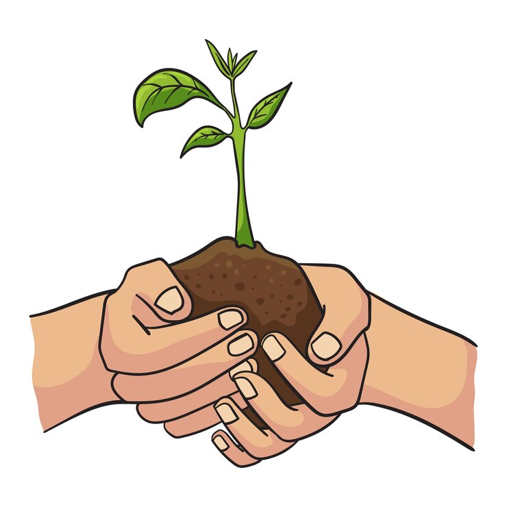 Vector concepto de ecología manos sosteniendo plántulas