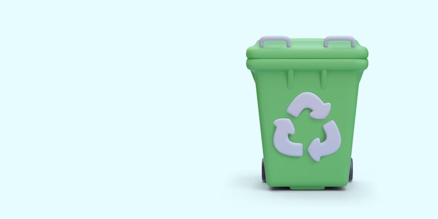 Concepto de ecología y medio ambiente con un contenedor de basura verde realista aislado en un fondo claro Ilustración vectorial