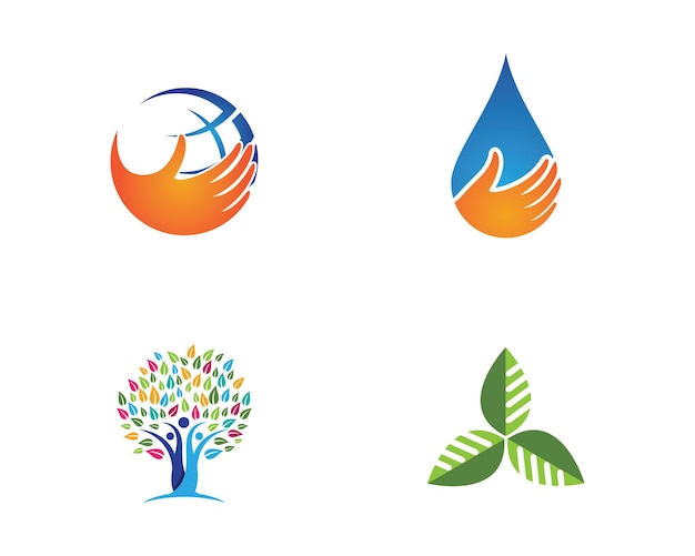 Concepto ecológico de diseño de logotipo de vector de hoja de árbol